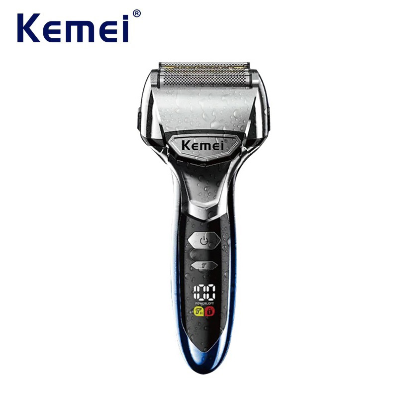 Kemei 5-Klingen-Elektro-Folienrasierer für Männer, Gesicht, Bart, Nass- und Trockenrasierer, wiederaufladbar, Glatze, Rasiermaschine, IPX7 wasserdicht, waschbar