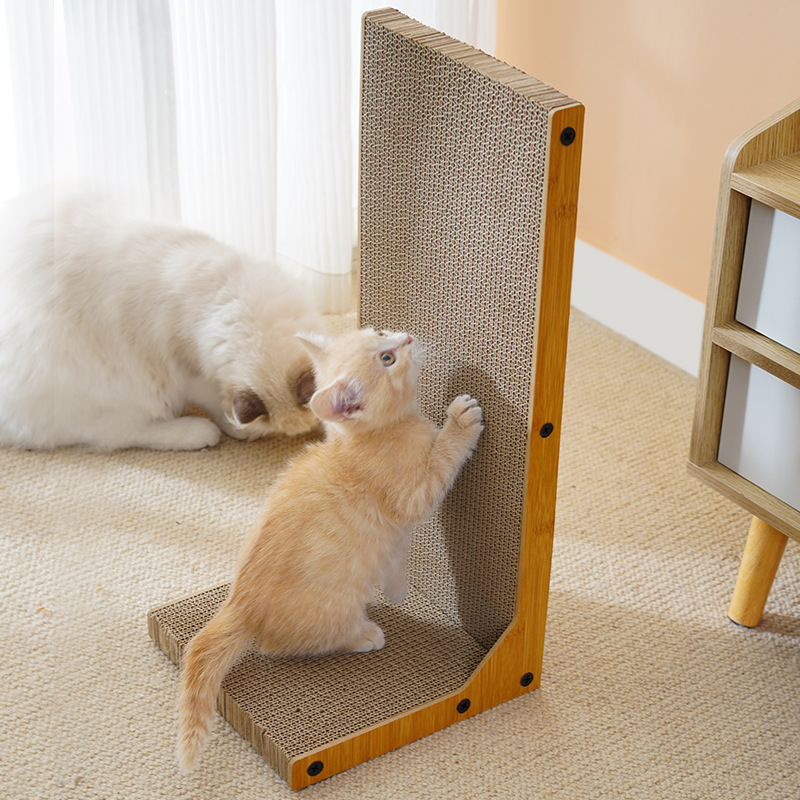 1 Stuks Huisdier Krabbord L-Vormige Mat Krabber Klauw Abreactie Speelgoed Gegolfd Papier Apparatuur Kitten Product Meubelbeschermer