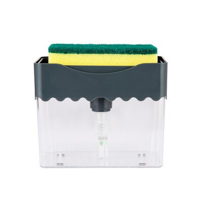 Soap Pump Dispenser 2 In1 Hand Push ABS Washing Liquid Storage Box with Sponge Holder for Kitchen Sink: gray