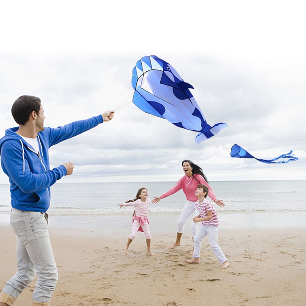 3D Kite Huge Frameless Soft Parafoil Giant Whale Flying Kite Outdoor Beach Fun Sports 3D large whale kite for Kids