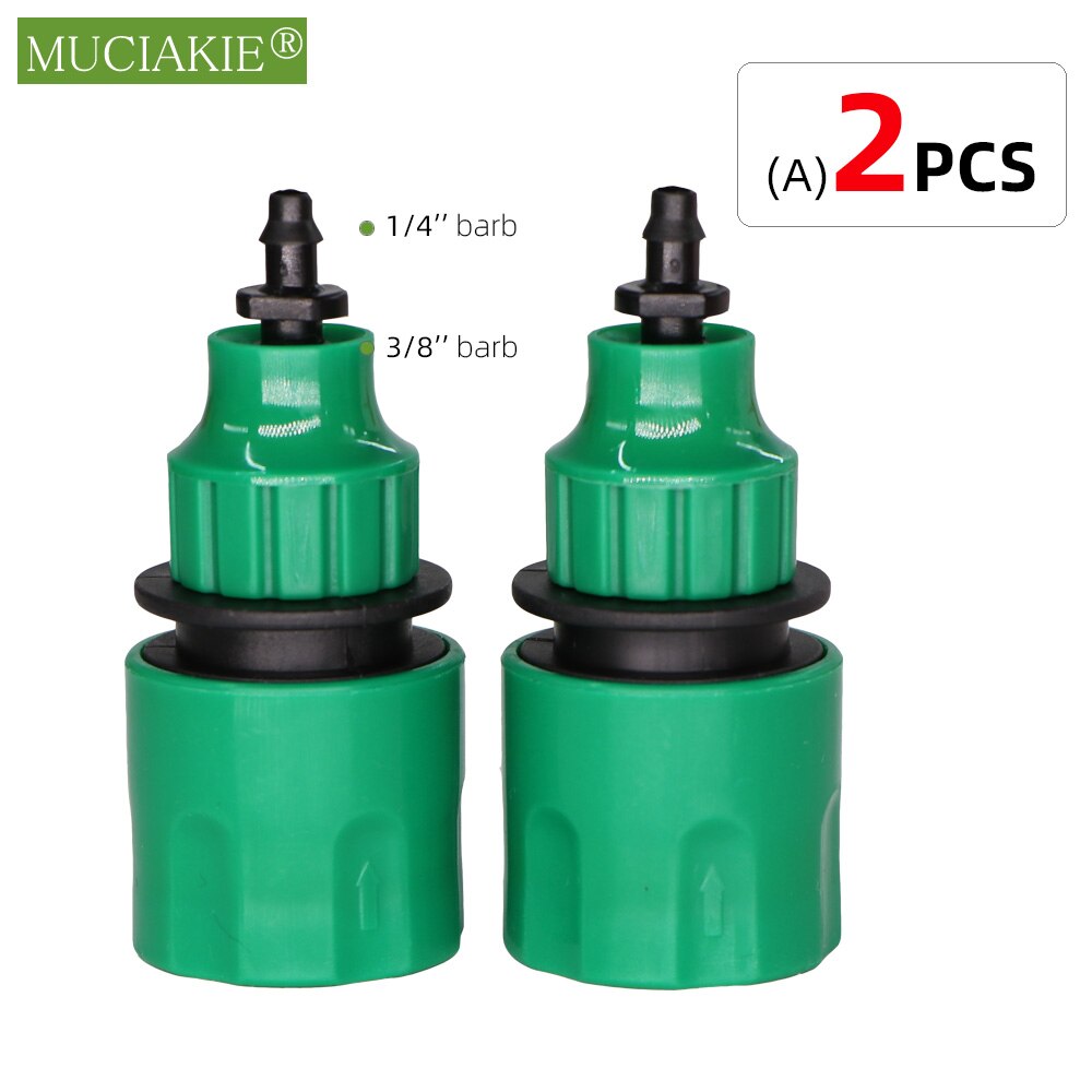 MUCIAKIE 2pz Attacco Rapido Adattatore con 1/4 (ID 4mm) o 3/8 &#39;&#39;(8mm) connettore spinato Nastro A Goccia per L&#39;irrigazione Irrigazione del Giardino: Greenx2pcs