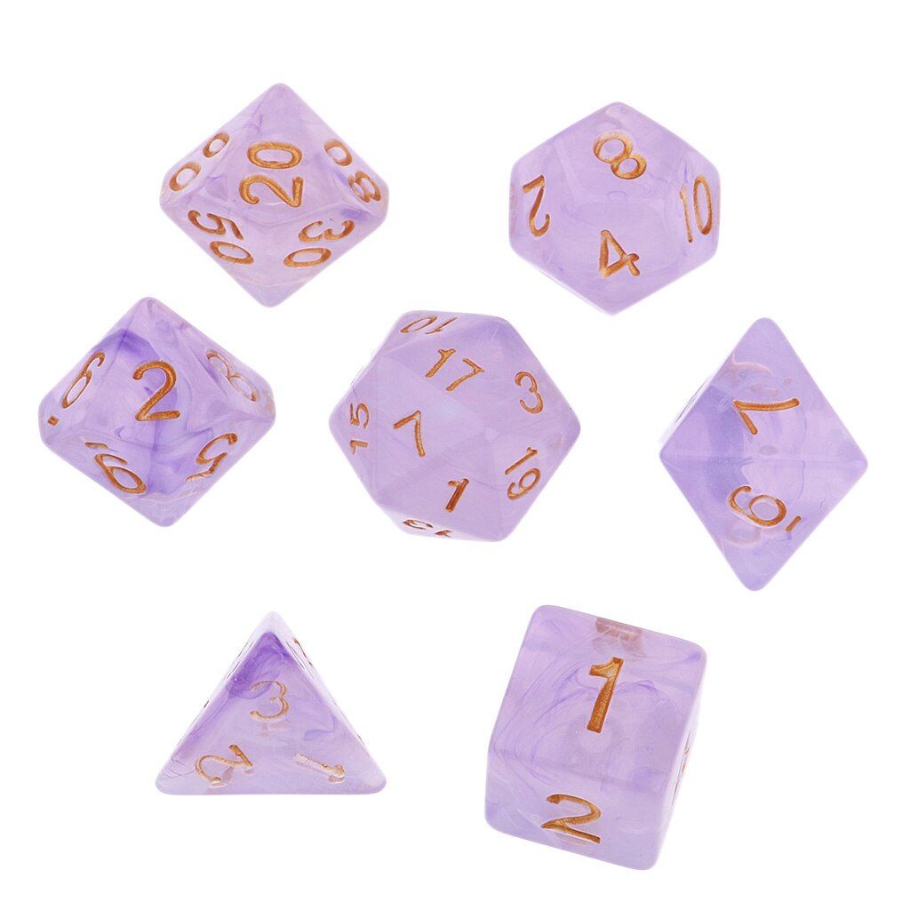 14 pces d4 d6 d8 família de dados poliédricos para d &amp; d trpg cup jogo roxo &amp; amarelo
