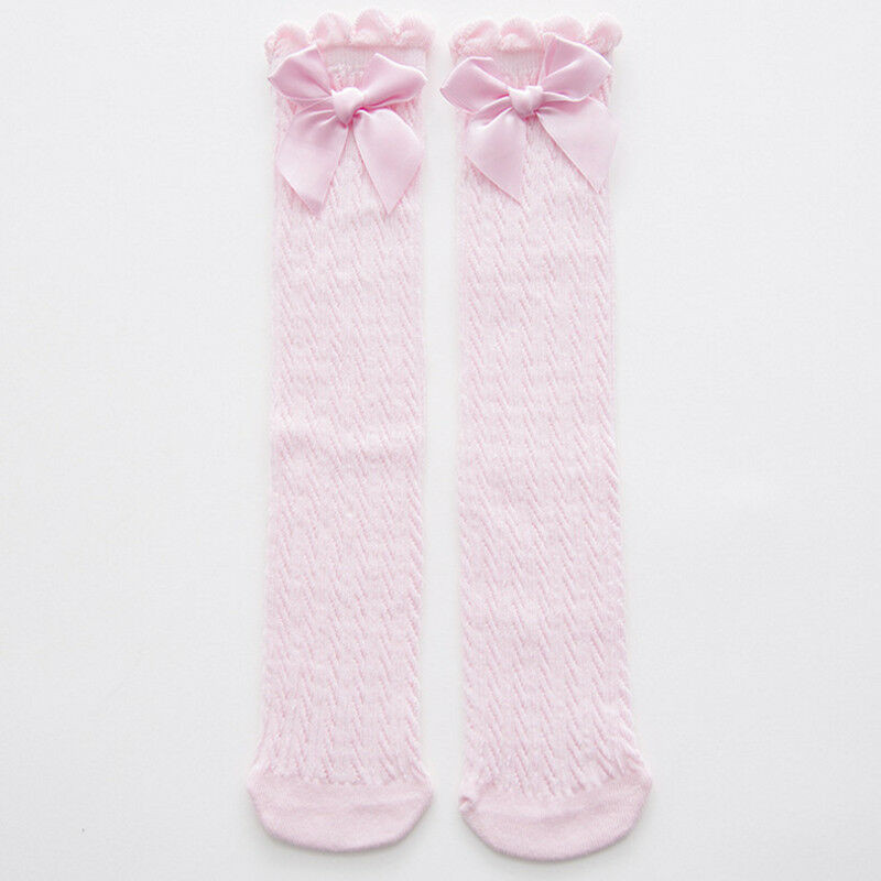 Toddler Kids Baby Girl Over The Knee Socks Bowknot Cotton Casual White Pink Blue Purple Princess Socks Autumn 28cm 38cm