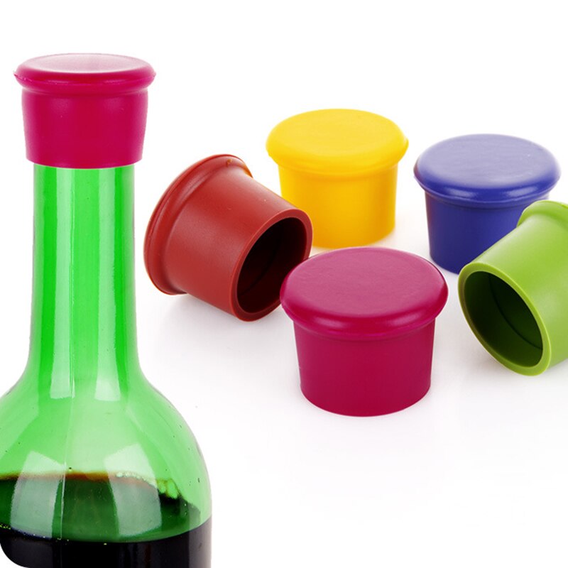 5 stks/partij Herbruikbare siliconen wijn stoppers Lekvrije wijn fles sealers voor rode wijn en bier fles cap