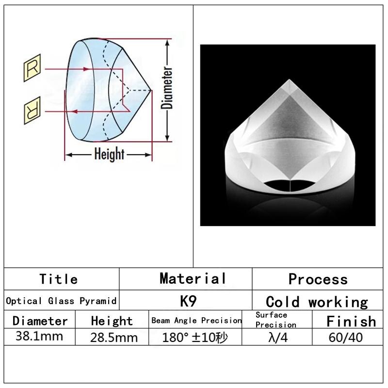 Optical Glass Pyramid Prism K9 38.1mmx28.5mm Physics Refractor Light Spectrum Optics