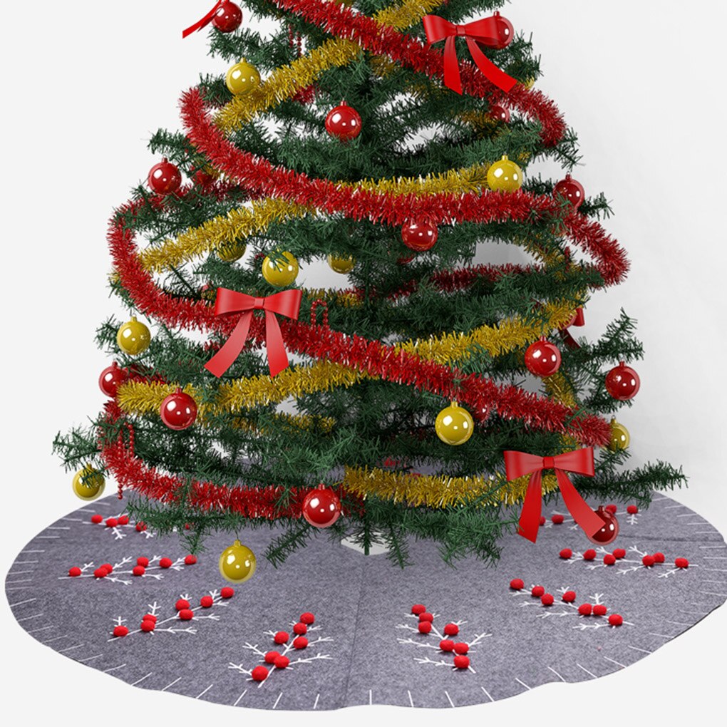 Kerstboom Rok 120Cm Grijs Niet-geweven Stof Rode Versiering Home Party Kerstboom Floor Diy Decoratie Accessoires