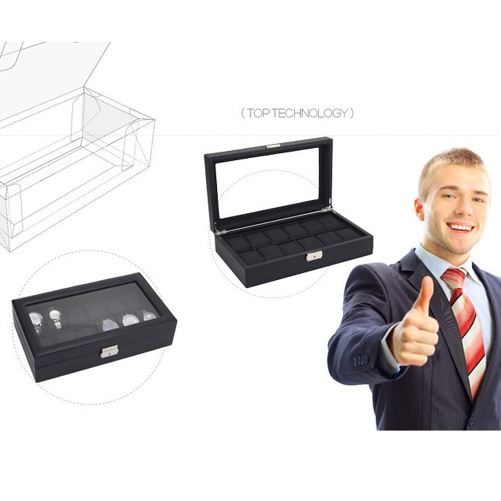 Leather/Wood Ring Necklace Jewelry Storage Organizer Container Casket Display Grids Watch Box Winder Classic Packaging