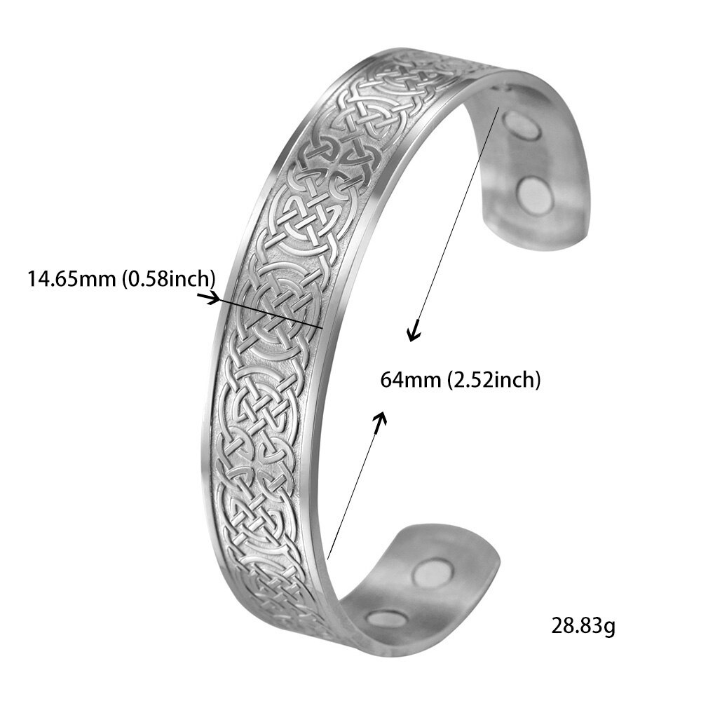 Skyrim Vintage Magnetische Armbanden Manchet Bangle Luck Ierse Knot Celtics Knopen Viking Rvs Armbanden Sieraden voor Vrouwen Mannen: Style 1 steel
