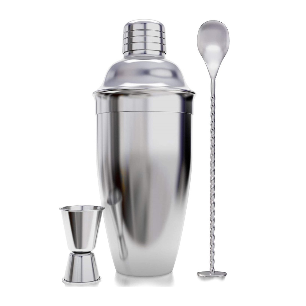 22pcs/set Cocktail Shaker Multiple Pieces Bartender Kit Stainless Steel Bar Tool Set 750/550ML
