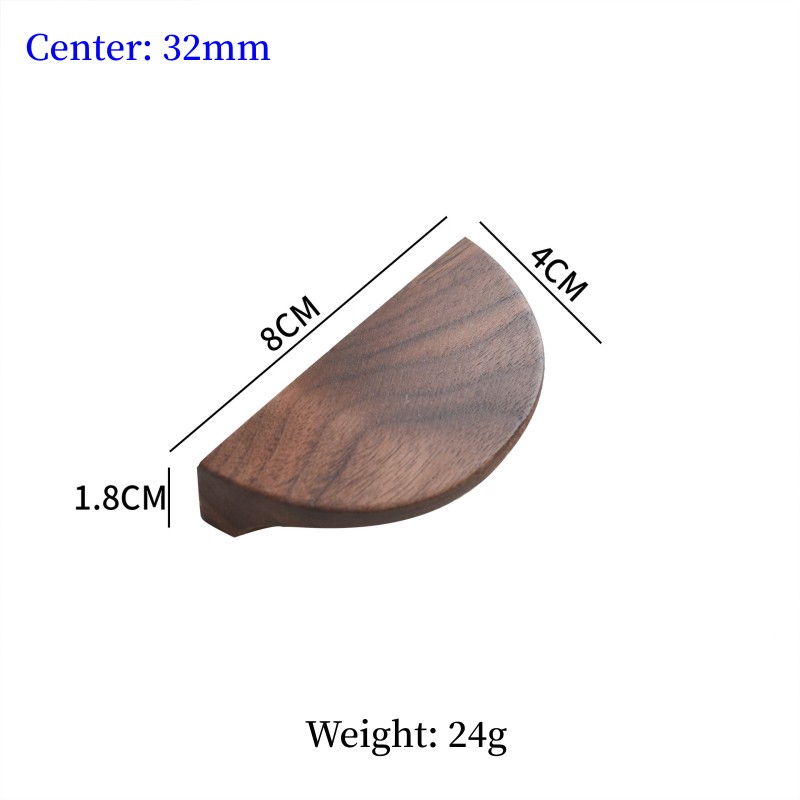 Pohjoismaiset puiset kaapin vetimet, suuret puoliympyrän muotoiset puuhuonekalujen oven vetimet, mustapähkinäiset vaatekaapin vetimet, puolikuun muotoiset puiset vetimet: Valkoinen