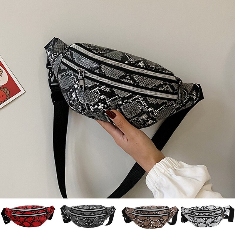 Serpentine Waist Bag Women Fanny Pack PU Travel Party Hip Bum Bag Ladies Belt Pouch Pocket Purse for Phone Card