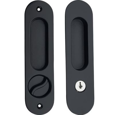 5 Styles Sliding Door Lock Interior Bathroom and Lavatory Lock Hook Invisible Move Door Lockset with keys: black