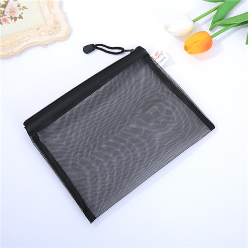 eTya Travel Cosmetic Bag Zipper Transparent Net Toiletry Kits Storage Pouch Female Gir Beauty Makeup Pouch Case: 22X15X7.5