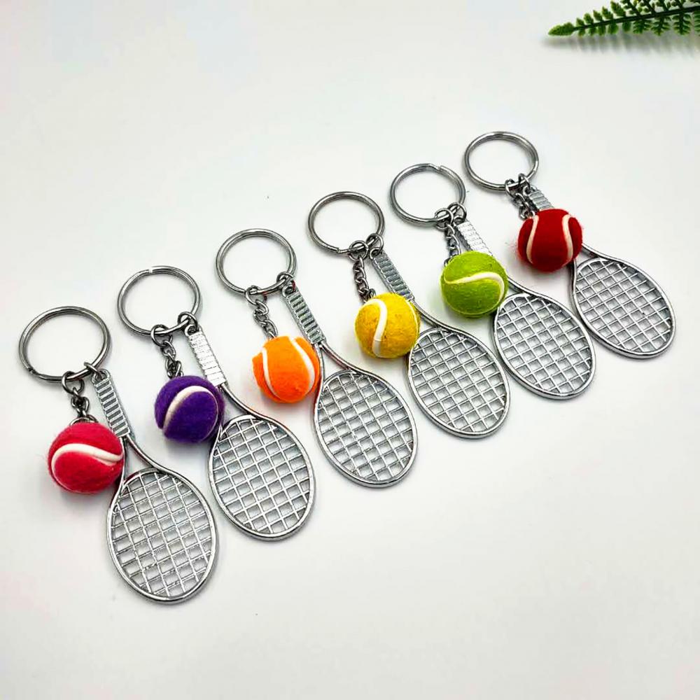 Keychain Anhänger Schlüssel 2Stck Sport Fan Mini Tennis Tasche Schlüsselring DIY Handwerk Zubehör