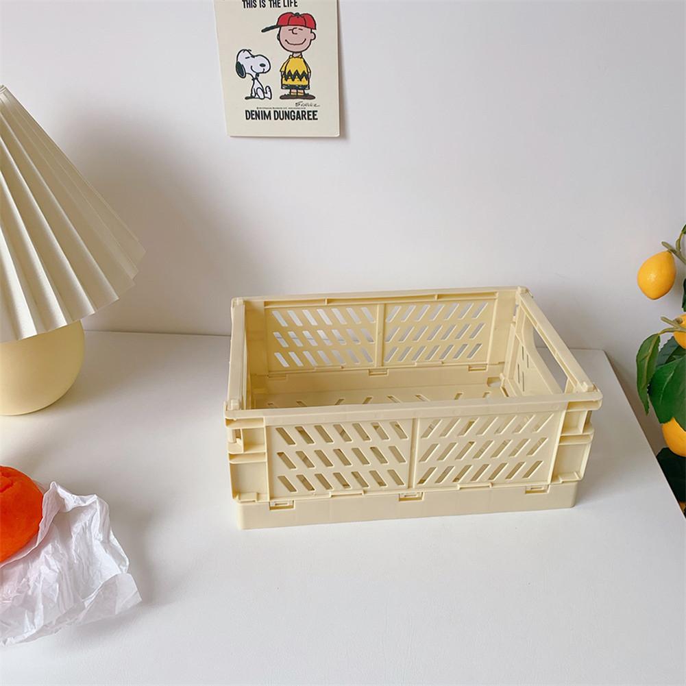 24.8x16.5x9.7cm Collapsible Crate Plastic Folding Storage Box Basket Utility Cosmetic Container Desktop Holder Home Use: 2
