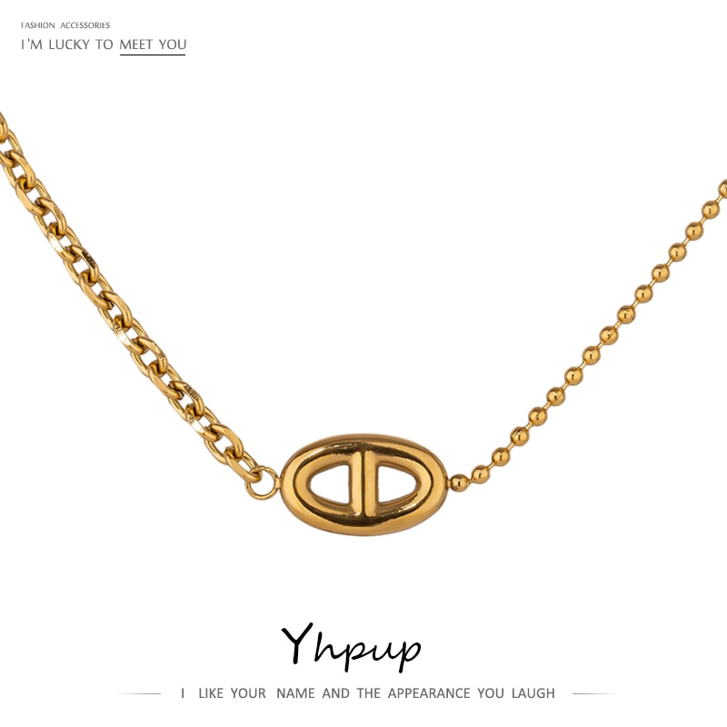 Yhpup nouvelle en acier inoxydable chaîne collier pour femmes minimaliste géométrique collier court/ras-du-cou bijoux бижутерия на женщин