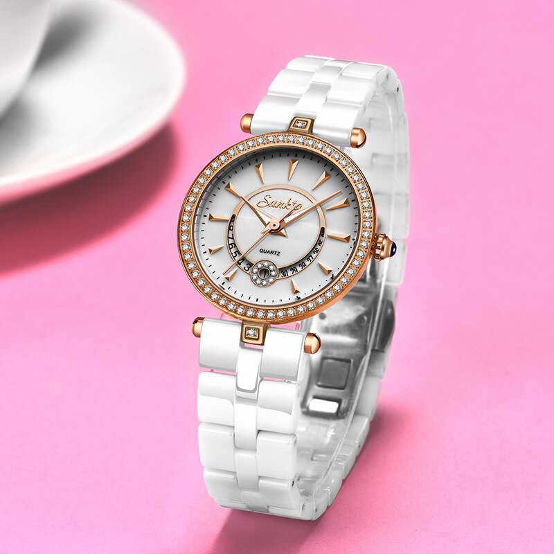 Sunkta quartz kvinder ure keramik ure kvinder top luksus mærke dame boutique armbånd ur kvinde ur reloj de dama