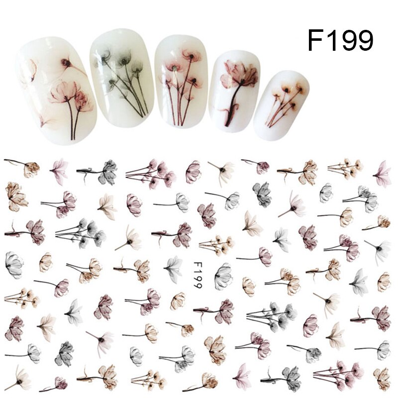 1 Pc Colorful Marple Leaf Gold Silver 3D Nail Sticker Flower Pattern Nail Art Transfer Stickers DIY Nail Decoraion