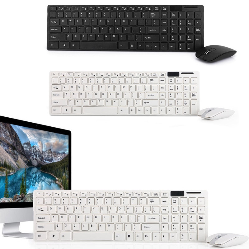 Gaming Keyboard Mouse Combo Wireless 2.4G Ultra Slim Mute Keyboard Mice Set for PC Laptop Desktop DOM668