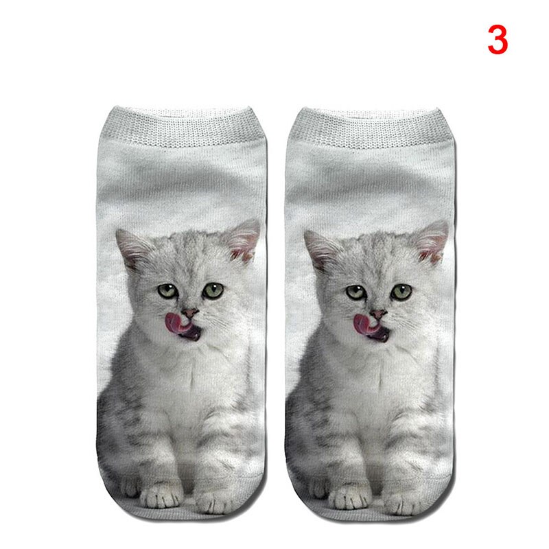 Kobiety moda 3D zwierzęta kot Łapa wydrukować skarpetki zebra wzór Kawaii krótkie bawełniane skarpety świąteczne śliczne kot niski skaleczenie kostki skarpetki