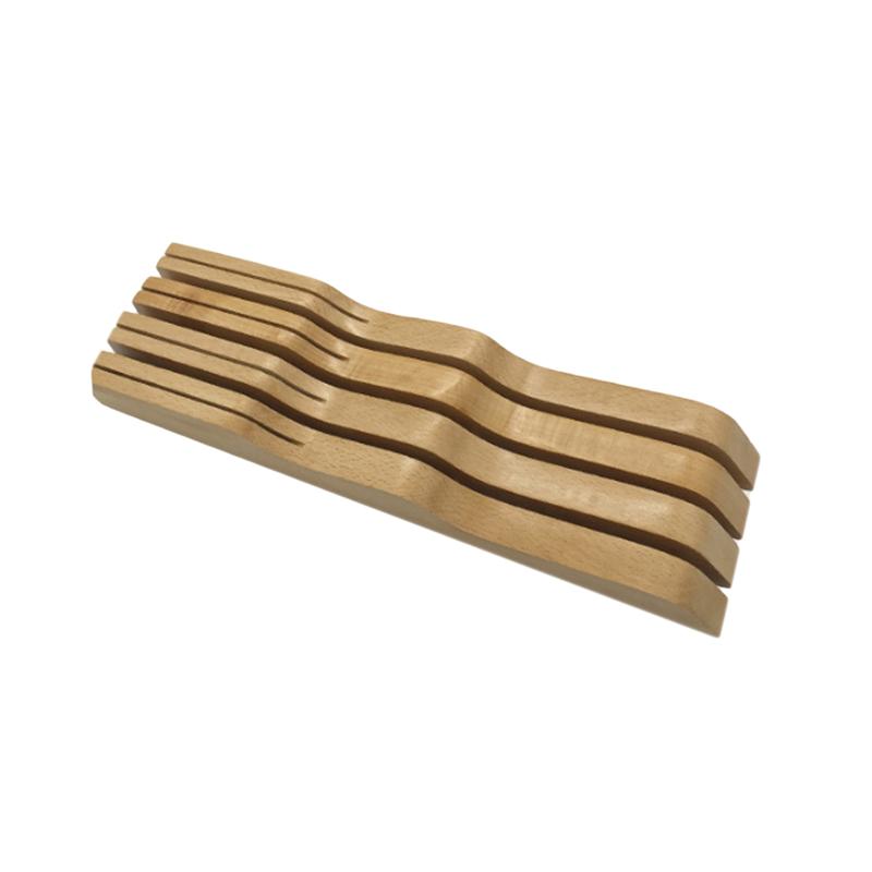 Soporte para cuchillos de madera, cajón de almacenamiento para ahorro de espacio, 38,5x10,5x4,5 cm