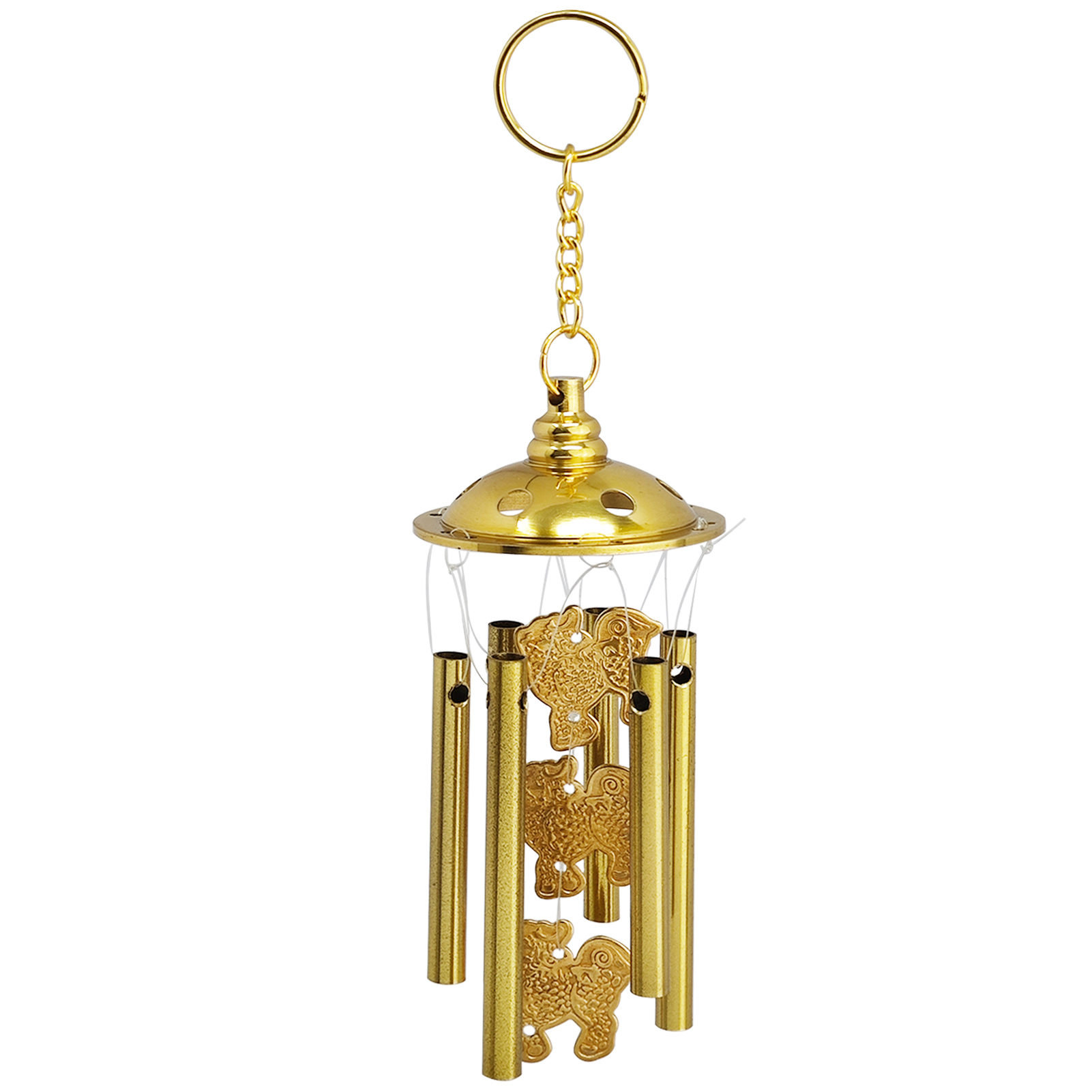 Feng Shui Brass Wind Chimes Chi Lin Kei Loon Qi Lin Lucky Porch Decor Protecting Home Courtyard Decoration
