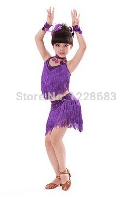 Robe à franges paillettes blanches pour filles, Costume de danse latine, robe Salsa blanche, ,
