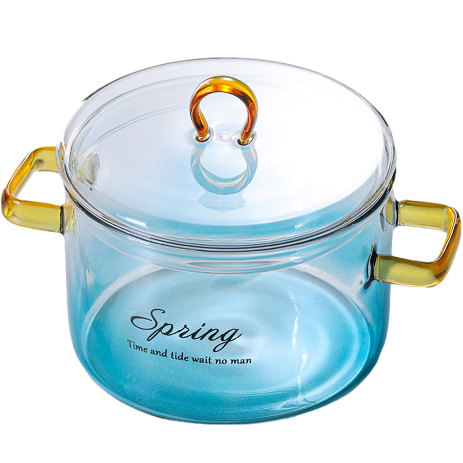 Cazuela de vidrio para microondas, olla de vidrio con tapa resistente a altas temperaturas, Color degradado, cazuela resistente al calor