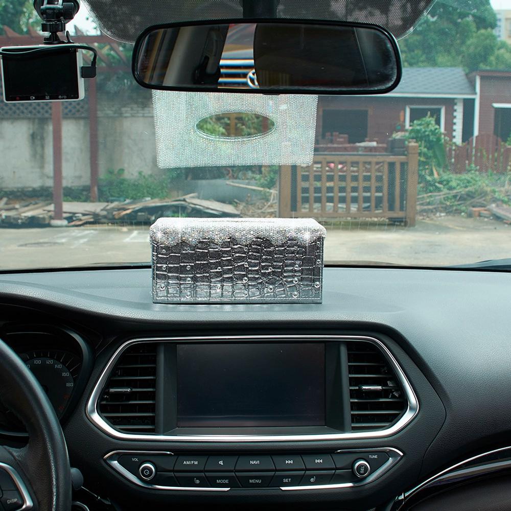 Skinnende tissueboksdeksel rektangulær holder til hjemmebilkontorinnredning sølv