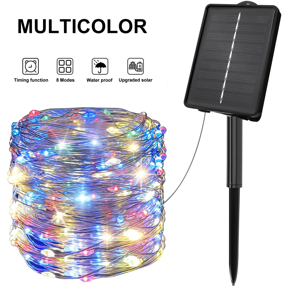 Led Outdoor Solar Lamp String Lights Timing 200/300 Leds Fairy Christmas Party Garland Solar Tuin Waterdicht: changeable / 350W