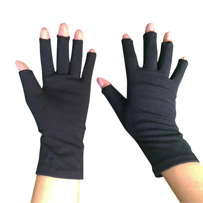 1 Pair Arthritis Gloves Premium Arthritic Joint Pain Relief Hand Gloves Therapy Open Fingers Gloves: BLACK / L