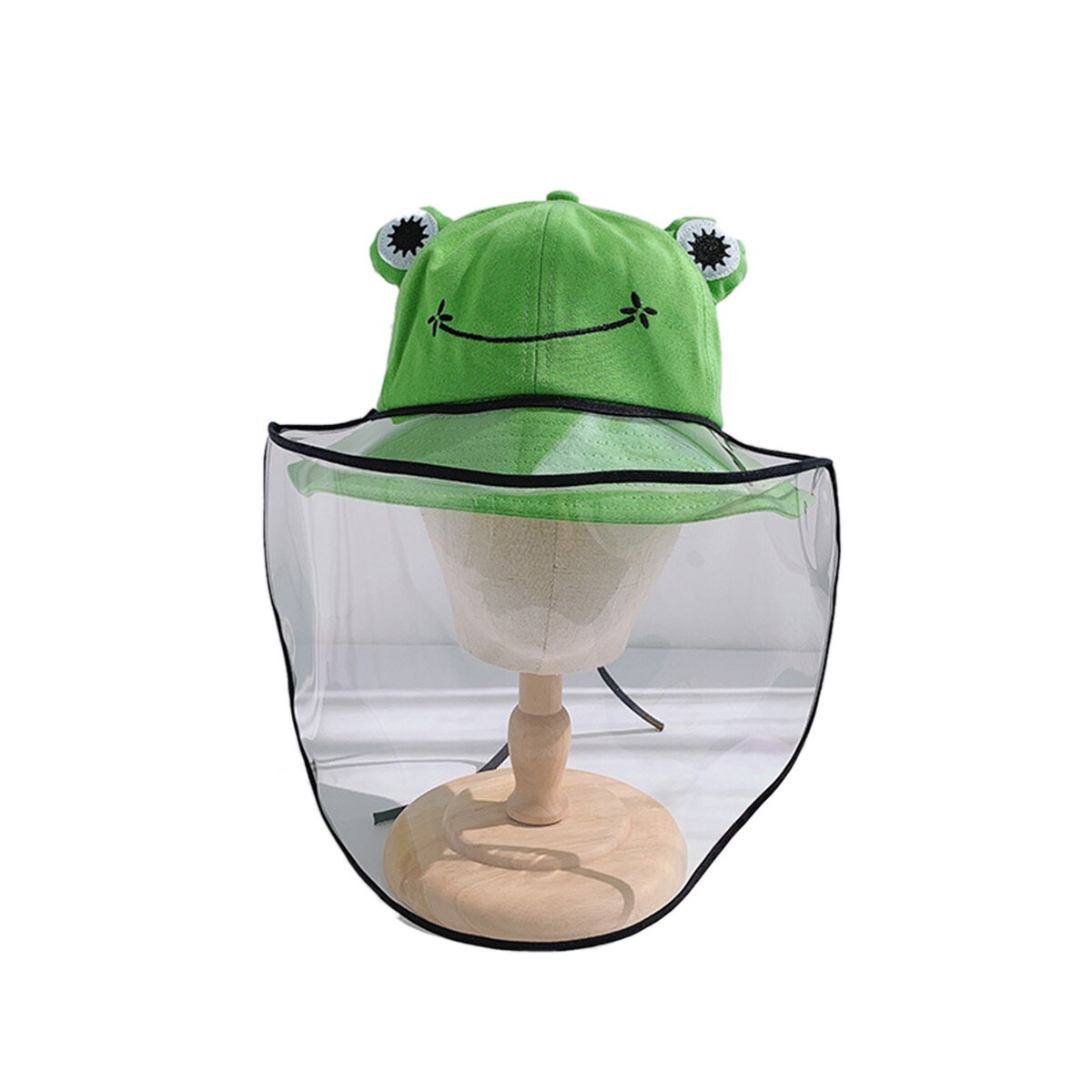 Adult Children Cute Cartoon Frog Outdoor Protective Hats Caps with Removable Anti-saliva Anti-droplet Dust-proof Full Face Cover: Green for child