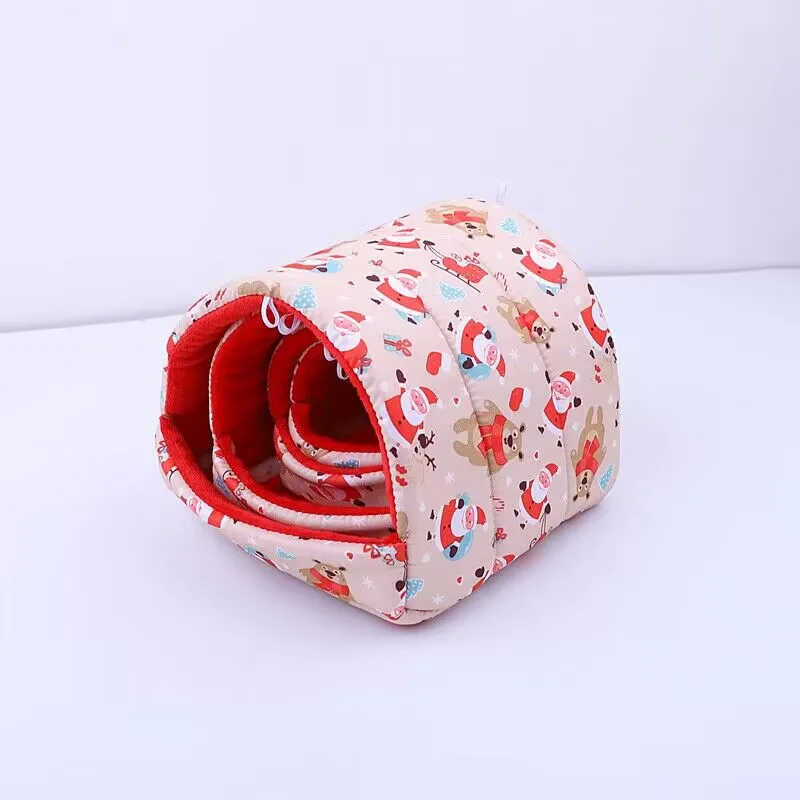 Leuke Cartoon Rat Hamster Huis Bed Winter Comfortabele Opvouwbare Cavia Hangende Tent Slapen Nest Frettenkooi Accessoires: L / MULTI