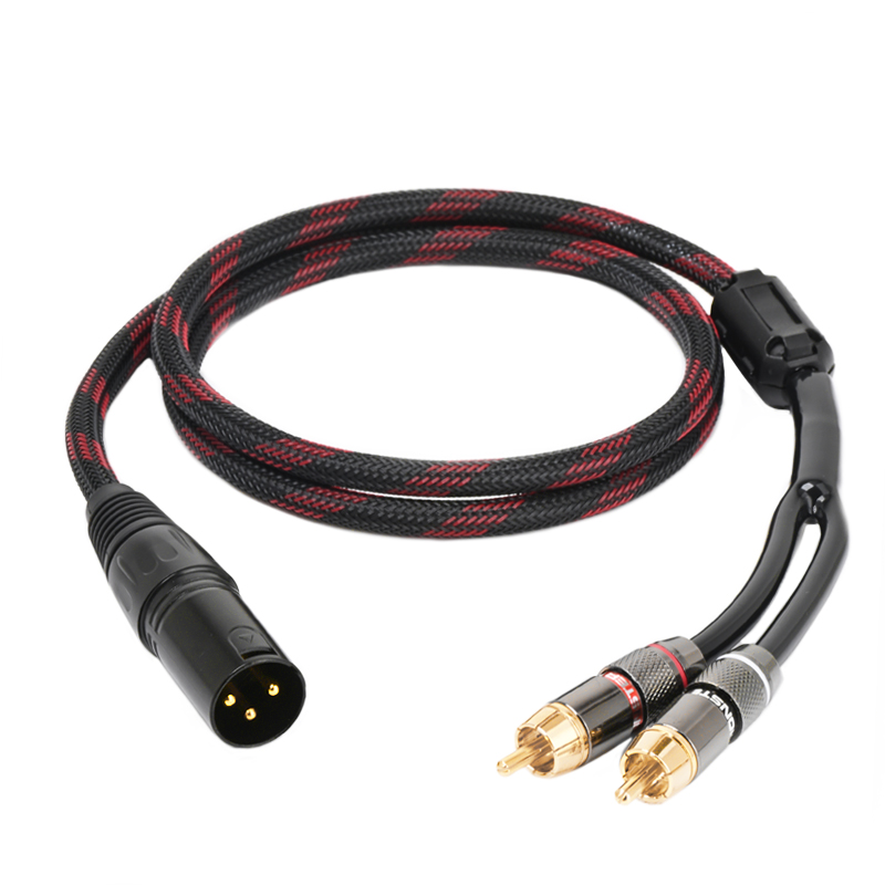 Hifi xlr  to 2 rca-kabel för mikrofonhögtalare hi-end 6n ofc xlr hane och hona jack  to 2 rca-adapterkabel ljudkabel: Svart / <= 0.5m
