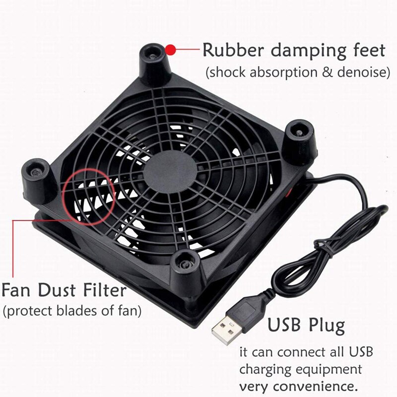 USB Fan for Router, TV Box, Mini PC Cooling - Quiet Operation, Portable