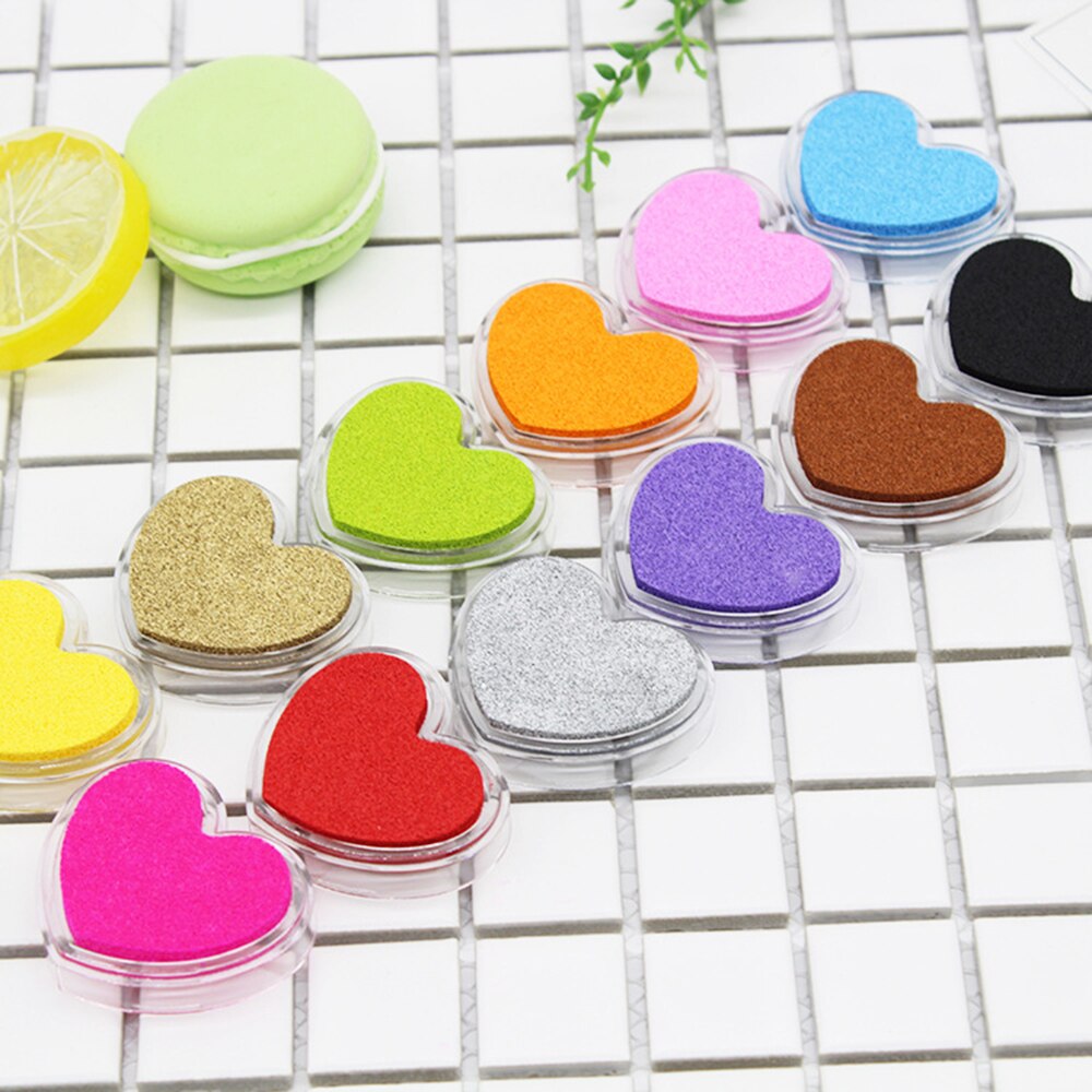 Stationary Set Craft Finger Ink Pad Candy Colors Heart-Shaped Fingerprint Inkpad for DIY Scrapbooking Rubber Card Making