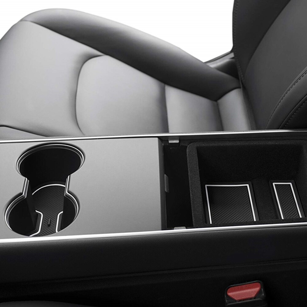 Tey 7 st/set för tesla modell tre biltillbehör grind spår dyna dörr spår gummimatta mittkonsol mugghållare modell 3