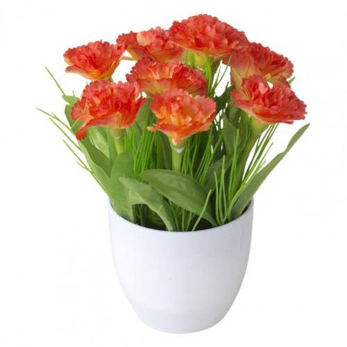 1 Set Artificial Plants Multi-use Handmade Plastic Artificial Plants Display Simulation flower set living room decoration: Sunset Red