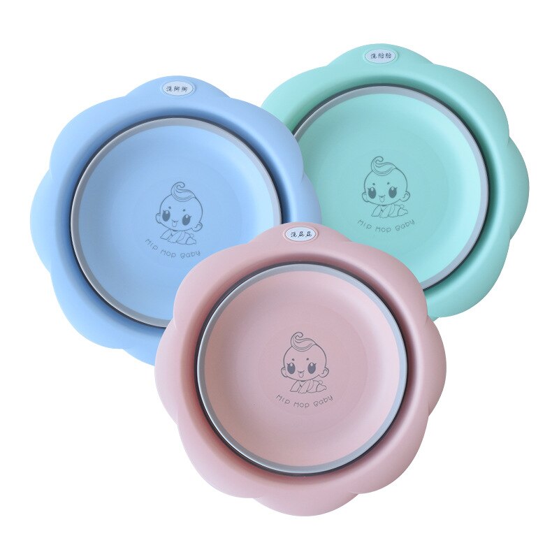 1PC bébé pliant lavabo ménage enfants dessin animé pliant pied cul bassin bébé télescopique Portable épais plastique petit bassin