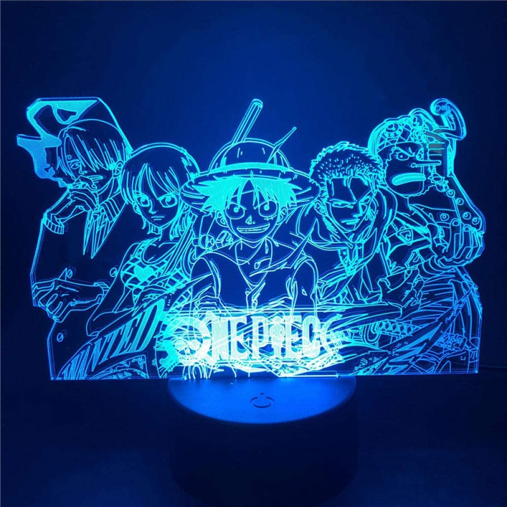 Lampe LED 3D One Piece pour de Noël, Luffy, Nami, Sanji, Zoro, Chopper, veilleuses, 7 documents, proxy, Lam138: YELLOW / MARRON
