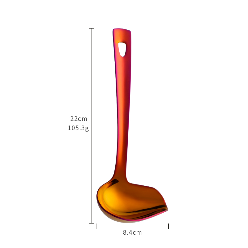 Cuchara de sopa roja de acero inoxidable 304 de , herramienta de cocina antiaspersión, para salsa, pico de pato: Q5