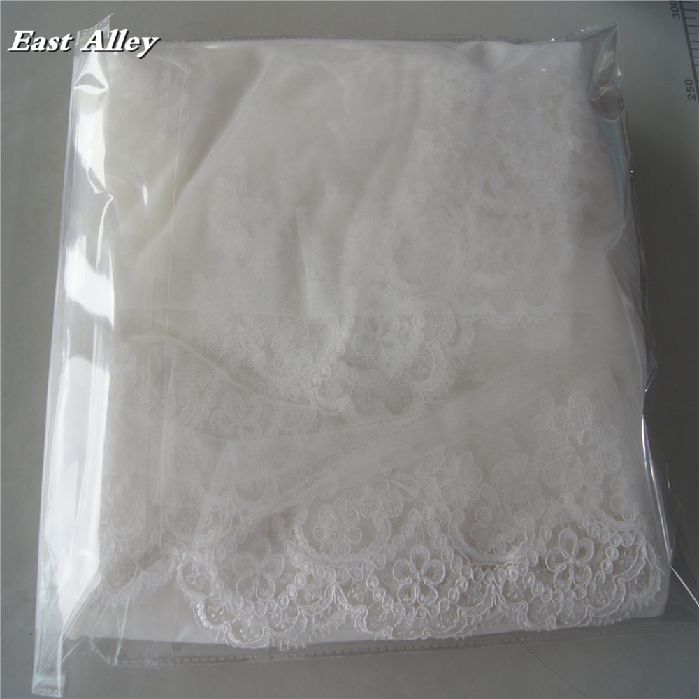 Cathedral Length Wedding Veil 118 Inches - White & Ivory Lace Edge Bridal Veil With Comb