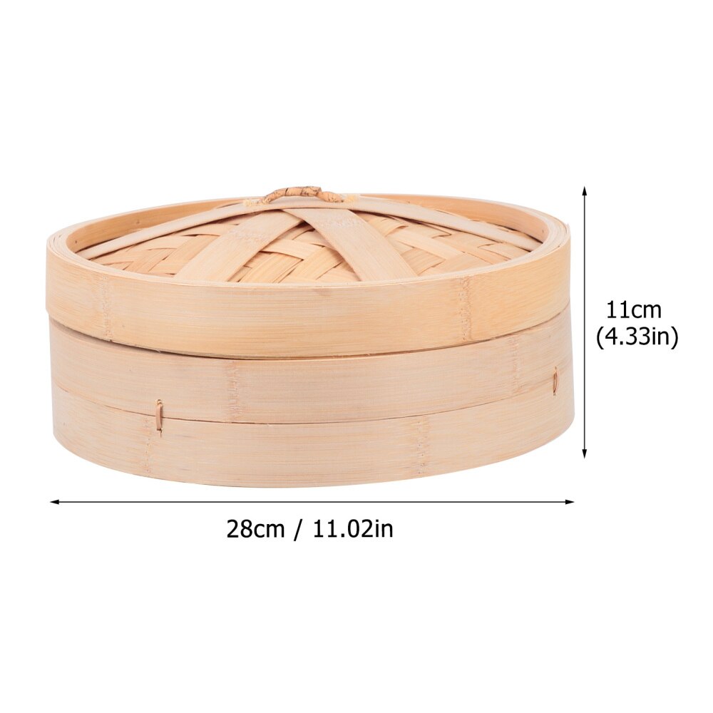 1 Set Bamboo Steamer Basket Dim Sum Dumpling Food Steamer with Lid Cookware