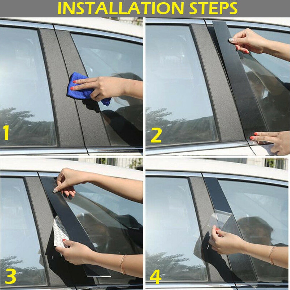 6 stuks autostijlstijl deurbekleding zwarte plastic strip stickerset voor mazda