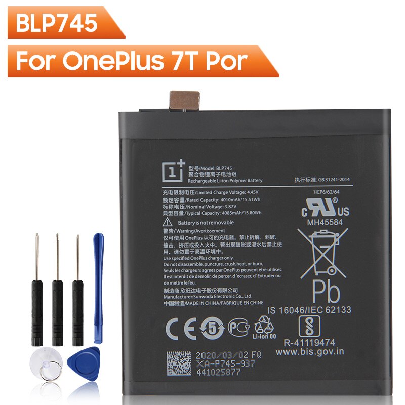 OnePlus Original Telefon Batterie BLP637 Für OnePlus 5 5T 6 6T 7T 7T Pro BLP571 Für onePlus 1 2 3 3T BLP685 Für OnePlus 7 7 Pro: BLP745-OnePlus 7TPro