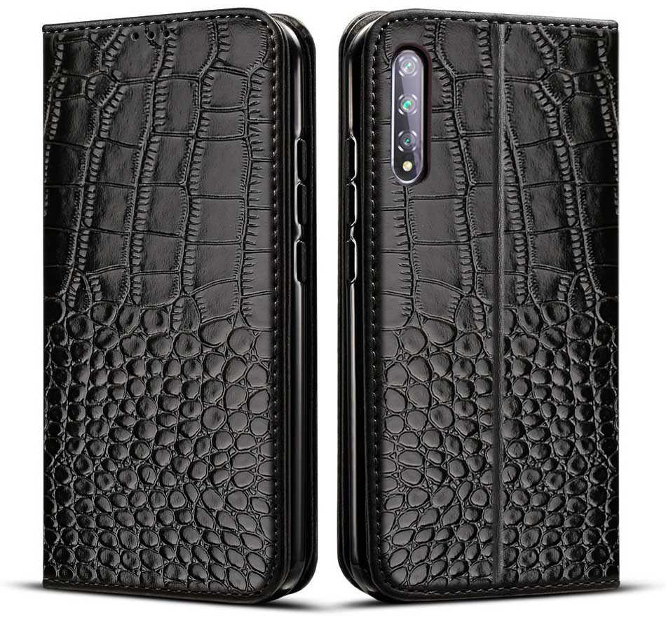 kippen Leder fallen für Huawei Y8p fallen Fundas Für Huawei Y8p AQM-LX1 Coque Huawei Y8p Buch Brieftasche Abdeckung praktisch tasche: Stil 1 Schwarz