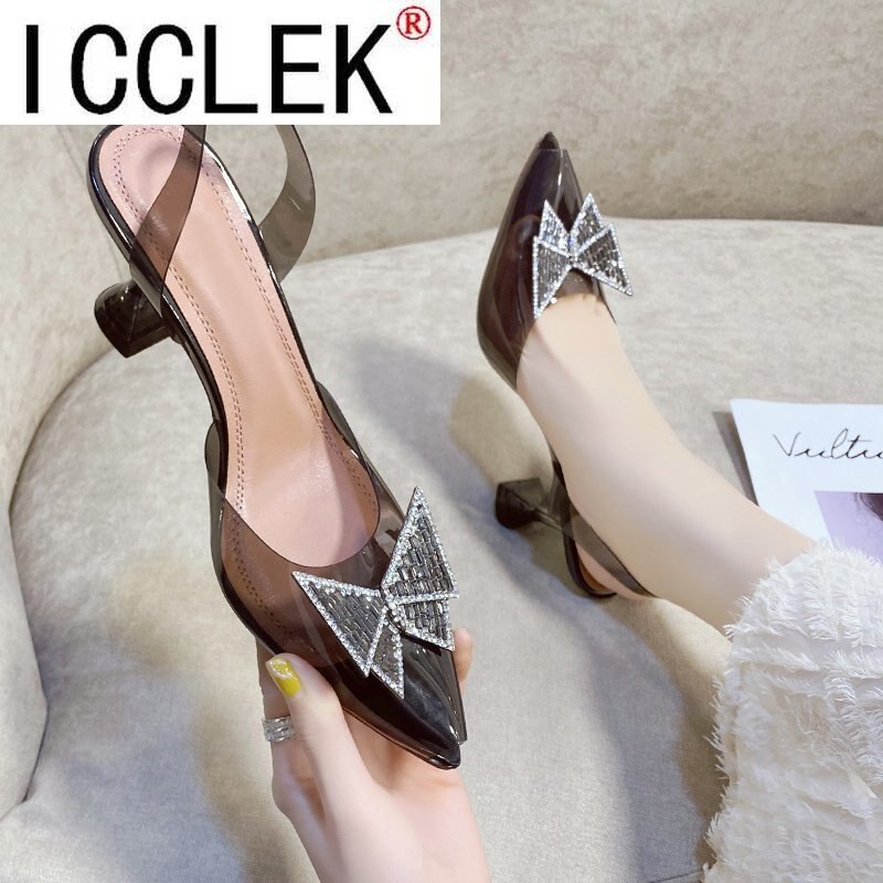 Rozmiar 42 wiosna/jesień 2021 obuwie damskie moda motyl-węzeł wąskie paski Bling niejednolita całość wiązane na krzyż kryształbyć winnym czółenka z wystającym palcem
