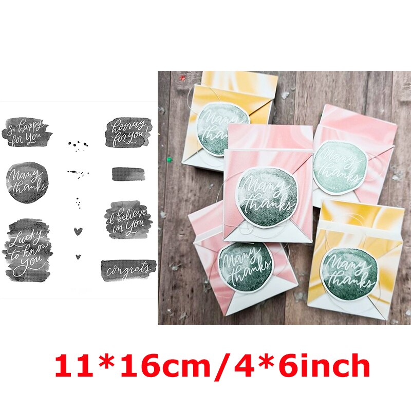 Clear Stamps Happy Birthday Thank You Wishes Artistic Words Flowers Wave Doodle Background Stamps Girl Relaxing Scene: 14