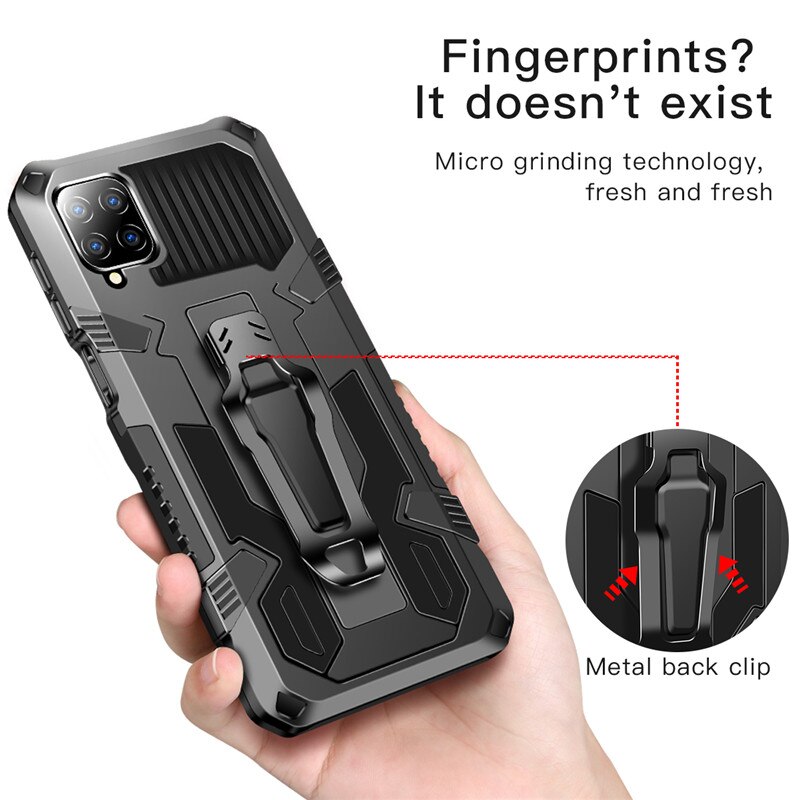 Pancerz etui do Samsung Galaxy A12 Case odporny na wstrząsy stojak uchwyt zaczep na pasek kabura pokrywa dla Samsung Galaxy A12 A 12 12A SM-A125F