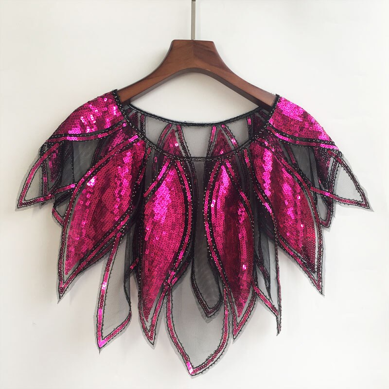 JaneVini – Veste boléro De Mariage bleu Royal, paillettes dorées, en Tulle, châle De fête, Cape De mariée: Fuchsia